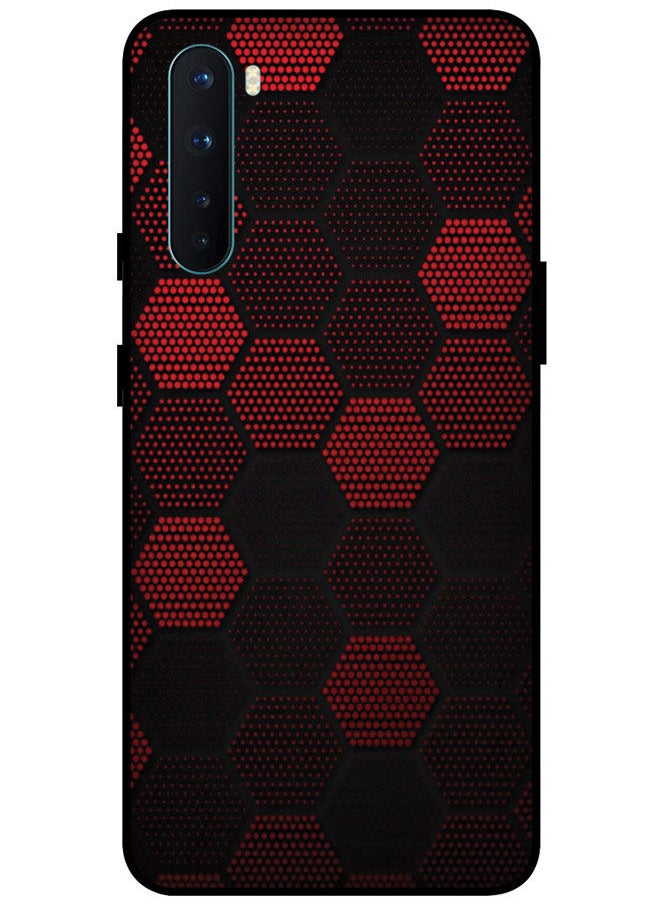 EYE CATCH - Protective Case Cover For OnePlus Nord Smart Series Printed Protective Case Cover for OnePlus Nord Red Hexagon - Image 1