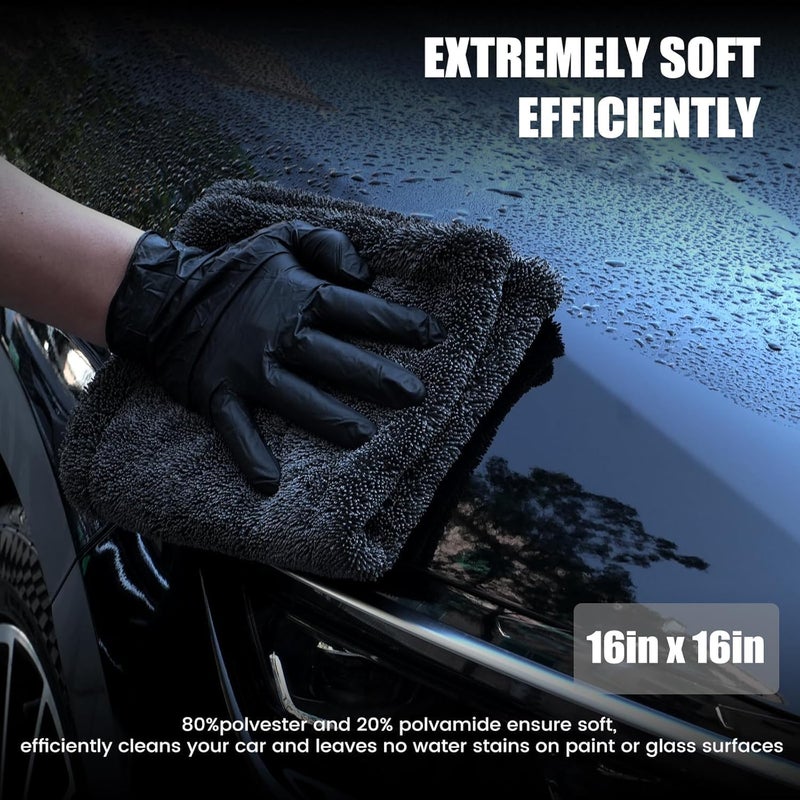 Idrese 4in1 Car towel set, 2 x 1300 GSM Microfiber Drying Towel, 1x Car Wash Mitt, 1x Car Detailing Brush - Image 4