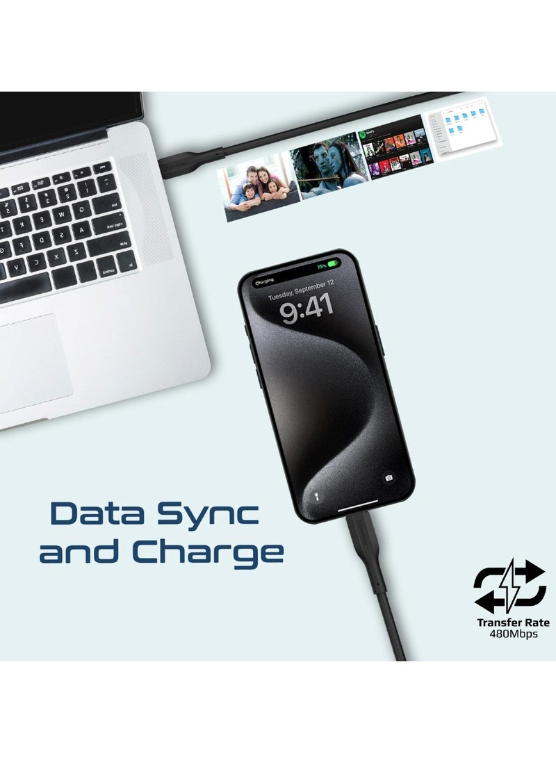 بروميت مجموعة من 3 كابلات USB-C™ إلى USB-C™، كابلات ثلاثية فائقة السرعة مع توصيل طاقة بقوة 60 وات، أطوال (0.3 متر، و1.2 متر، و2 متر)، أسلاك خالية من التشابك، CableKit-CC - Image 3