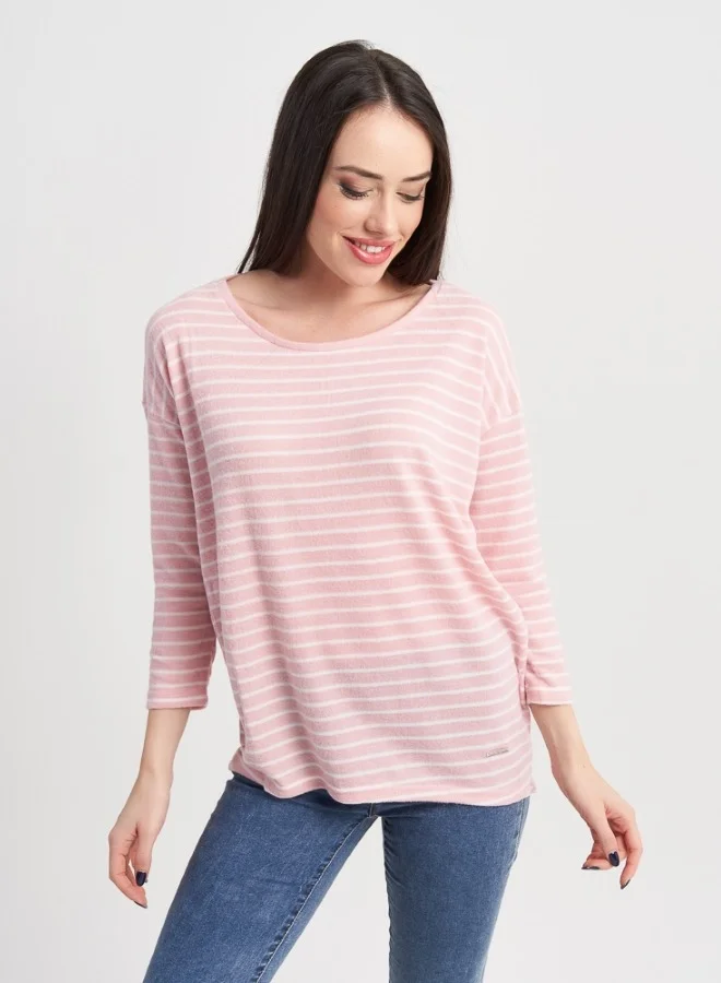 HaILYS Soft Pink Striped Knit Top