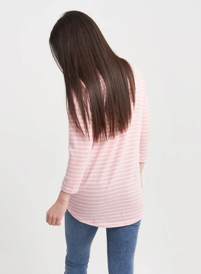 HaILYS Soft Pink Striped Knit Top