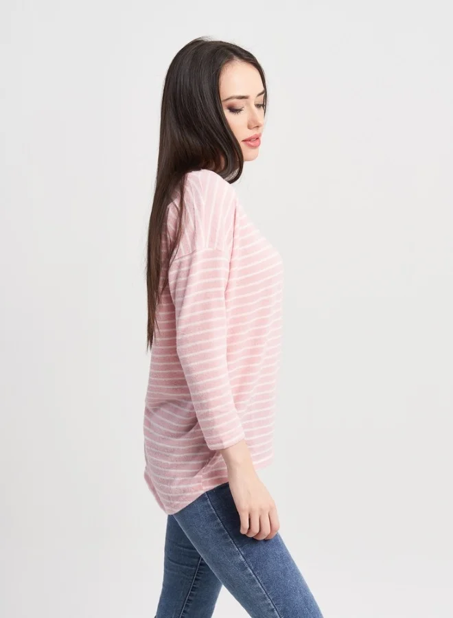 HaILYS Soft Pink Striped Knit Top
