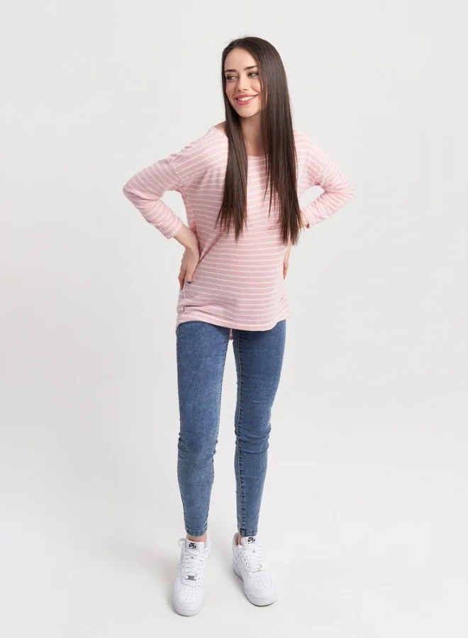 HaILYS Soft Pink Striped Knit Top