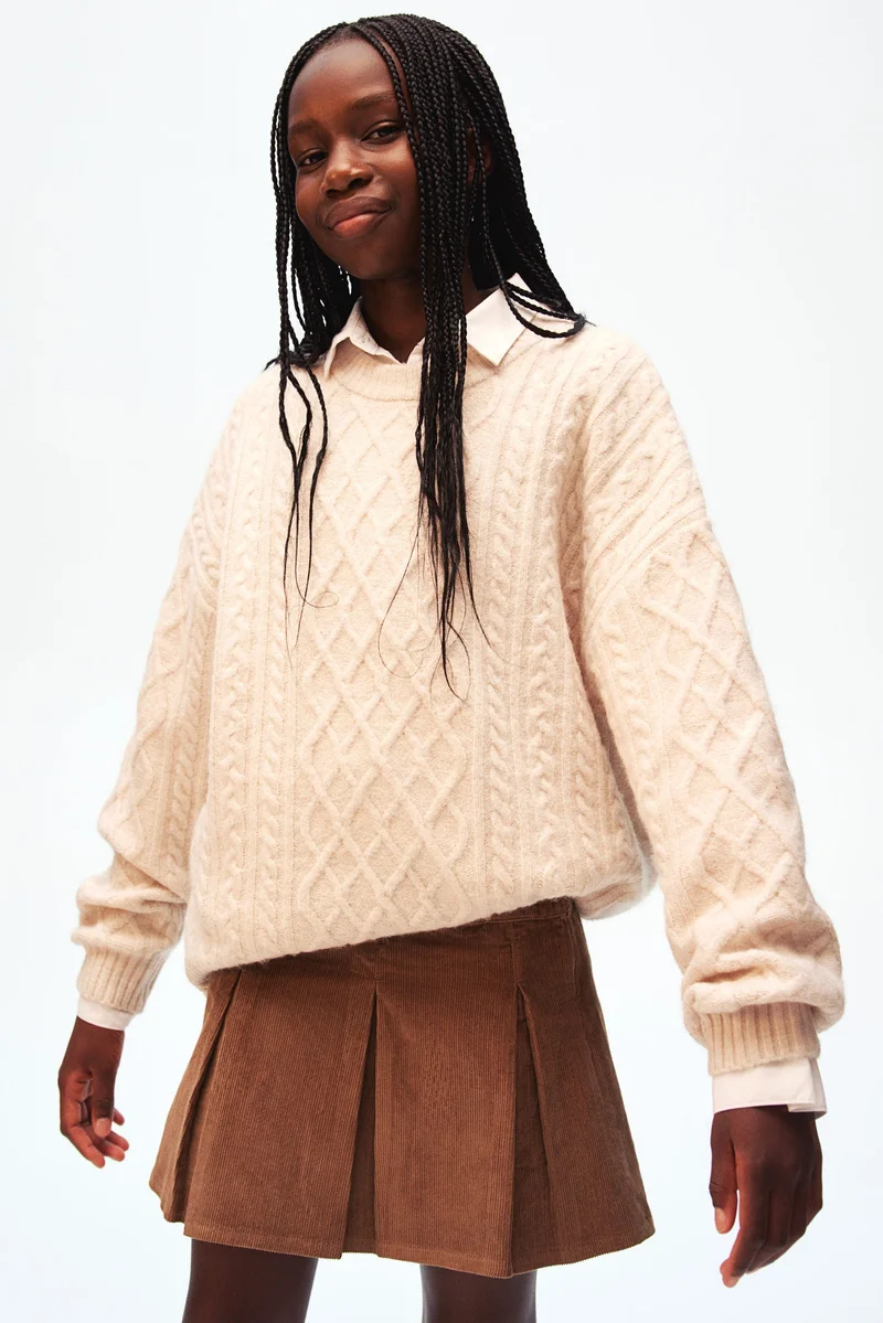 اتش اند ام Pleated Corduroy Skirt