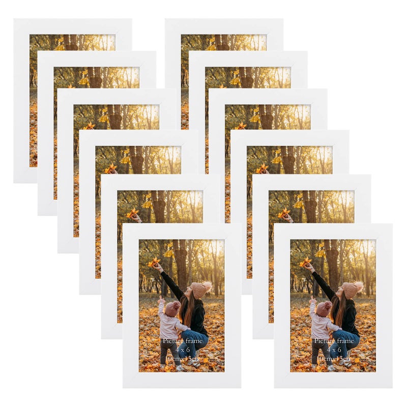 EXYGLO White 6x4 Photo Frames Set of 12 Multiple Picture Frames 6x4 with PS Surface 4x6 Photo Frame for Wall  Tabletop Display