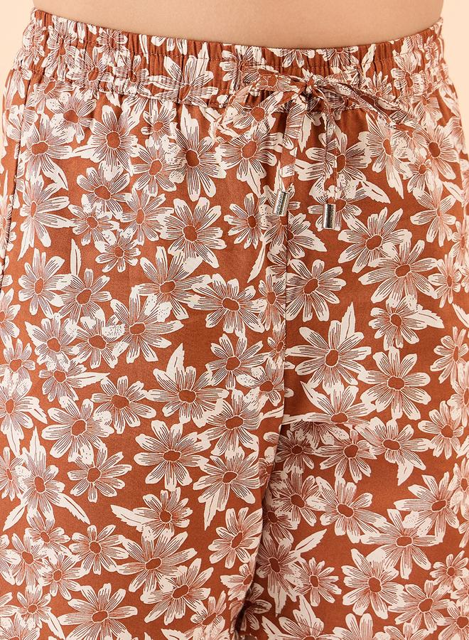 Stylo Bug Boys Brown Floral Cotton Shirt And Shorts Set - Image 5