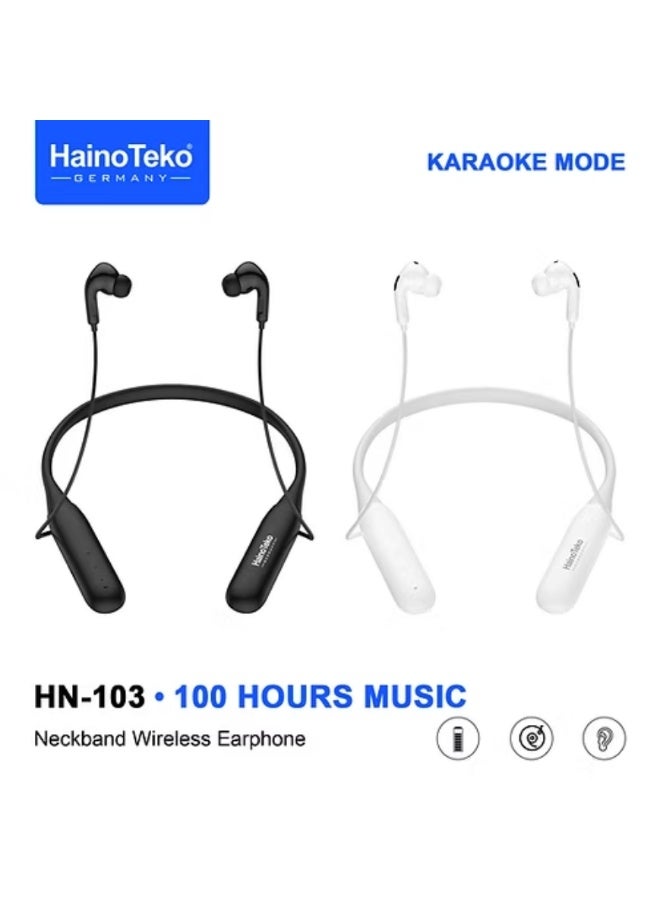 Haino Teko Germany HainoTeko HN-103 Wireless Neckband Earphones with Hi-Res Audio and 100-Hour Playtime, Black - Image 4