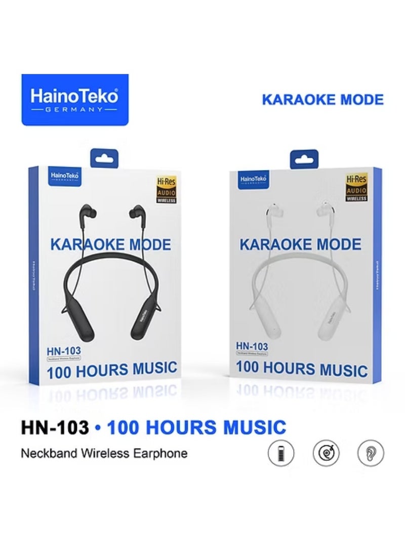 Haino Teko Germany HainoTeko HN-103 Wireless Neckband Earphones with Hi-Res Audio and 100-Hour Playtime, Black - Image 2