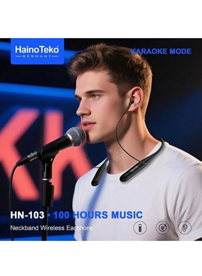 Haino Teko Germany HainoTeko HN-103 Wireless Neckband Earphones with Hi-Res Audio and 100-Hour Playtime, Black - Image 5