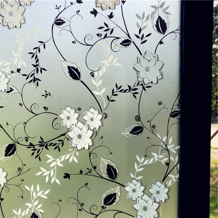 Hoonng Window Privacy Film for Glass, Floral Removable Static Film, 17.5x78.7 Inch - Image 2