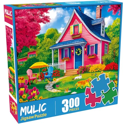 Mulic 300 Piece Puzzles for Adults Kids Jigsaw Puzzle The Pink Courtyard House - Image 5