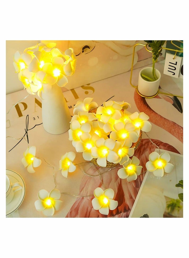 شو وو LED Artificial Plumeria Flower String Lights Hawaiian Foam Light 3AA USB Powered Fairy for Bedroom Birthday Wedding Beach Party - Image 1