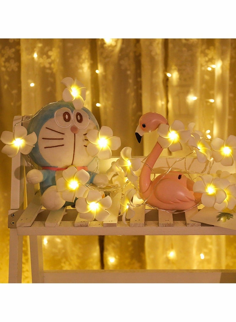 شو وو LED Artificial Plumeria Flower String Lights Hawaiian Foam Light 3AA USB Powered Fairy for Bedroom Birthday Wedding Beach Party - Image 2