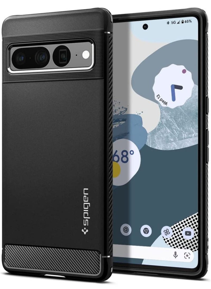 Spigen غطاء حماية Rugged Armor لهاتف Google Pixel 7 PRO بنسيج من ألياف الكربون - أسود غير لامع  - Image 1