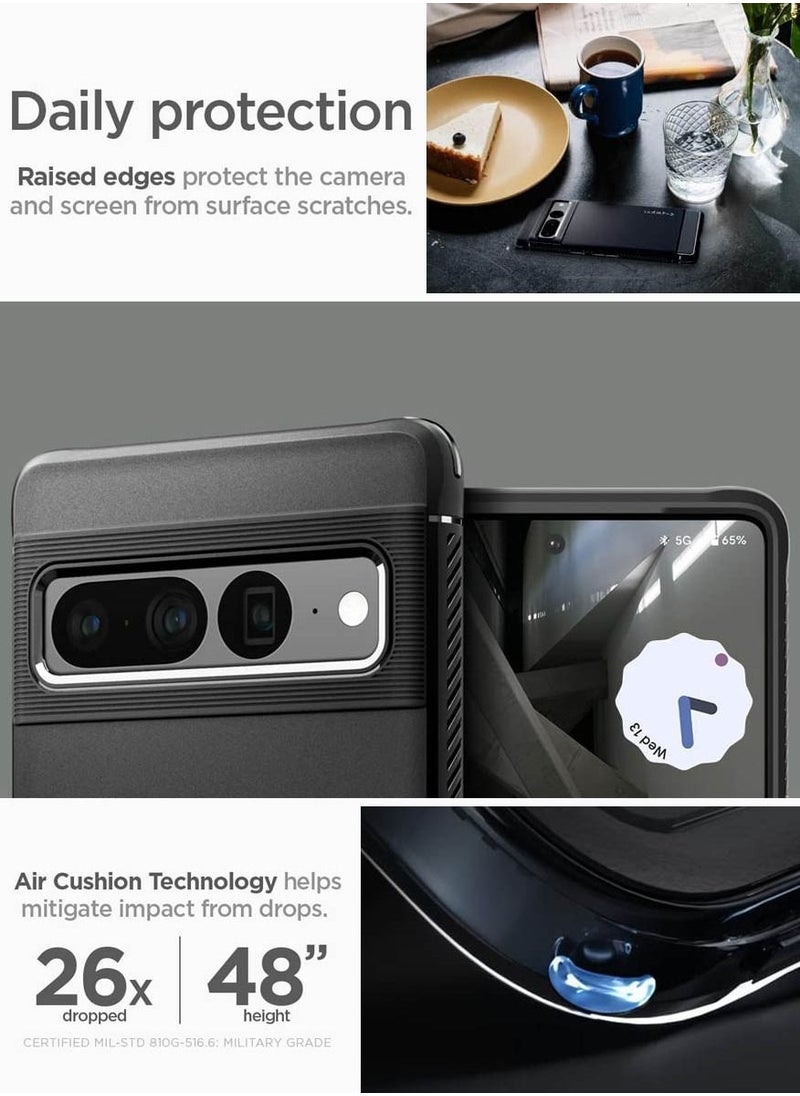 Spigen غطاء حماية Rugged Armor لهاتف Google Pixel 7 PRO بنسيج من ألياف الكربون - أسود غير لامع  - Image 4