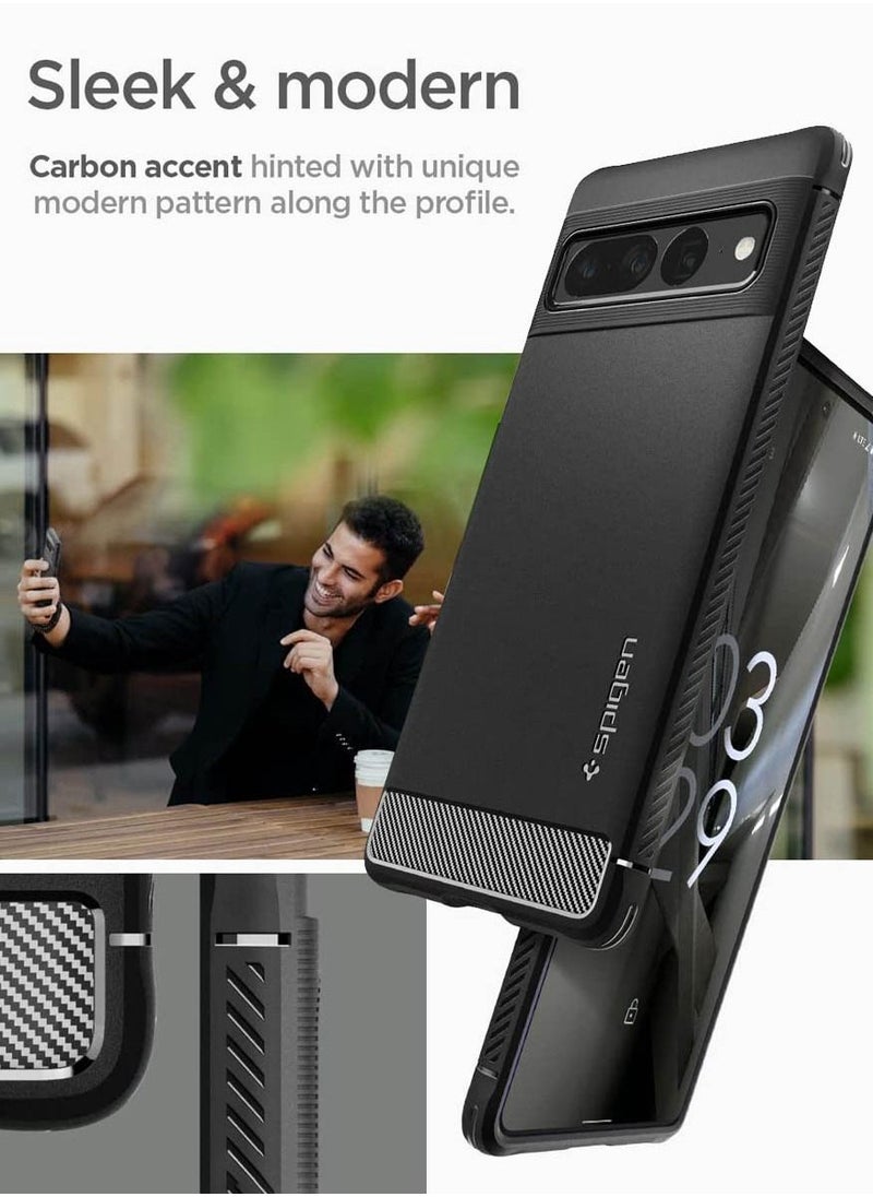 Spigen غطاء حماية Rugged Armor لهاتف Google Pixel 7 PRO بنسيج من ألياف الكربون - أسود غير لامع  - Image 5