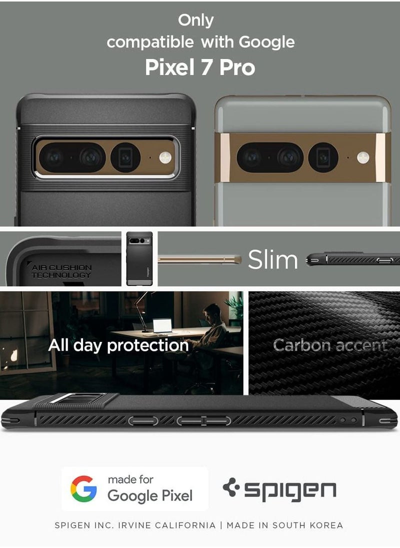 Spigen غطاء حماية Rugged Armor لهاتف Google Pixel 7 PRO بنسيج من ألياف الكربون - أسود غير لامع  - Image 2