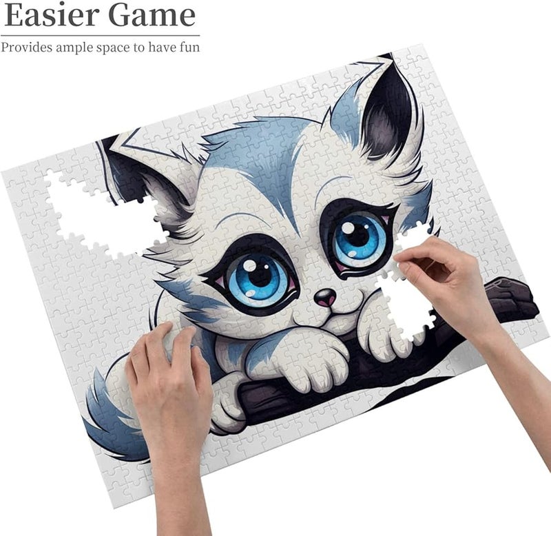 لعبة بازل 500 قطعة للكبار بعيون ليمور كبيرة، ديكور منزلي مقاس 20.4 × 15 بوصة - Image 4