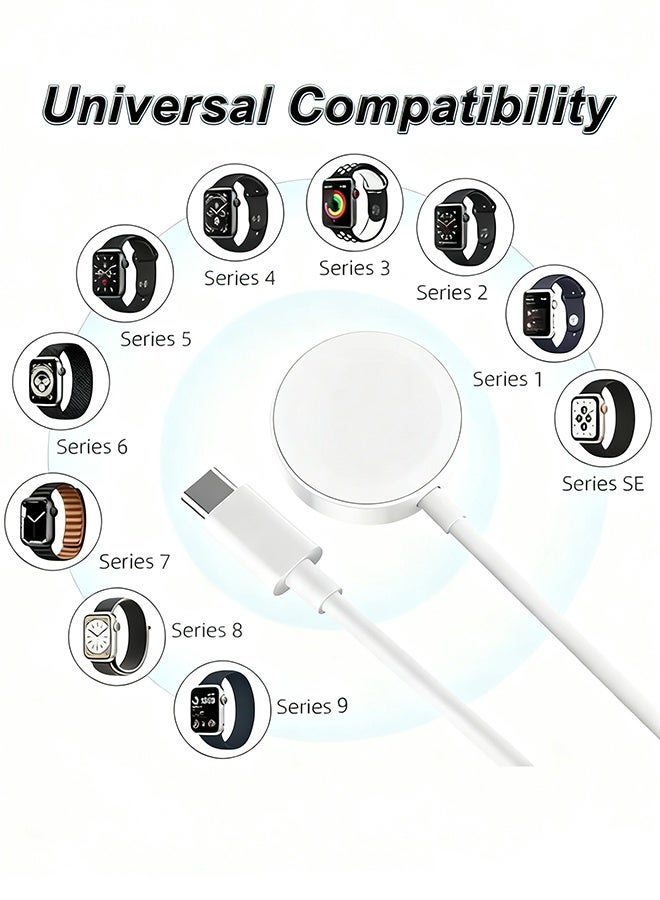 Happy D Fast Charging USB C Watch Charger Cord Compatible for Apple Watch, Magnetic Watch Charging Cable Compatible for Watch Series 9/8/7/Ultra/Ultra2/SE2/6/5/4/3/2/1/SE1, Type C Cord, 1M - Image 2