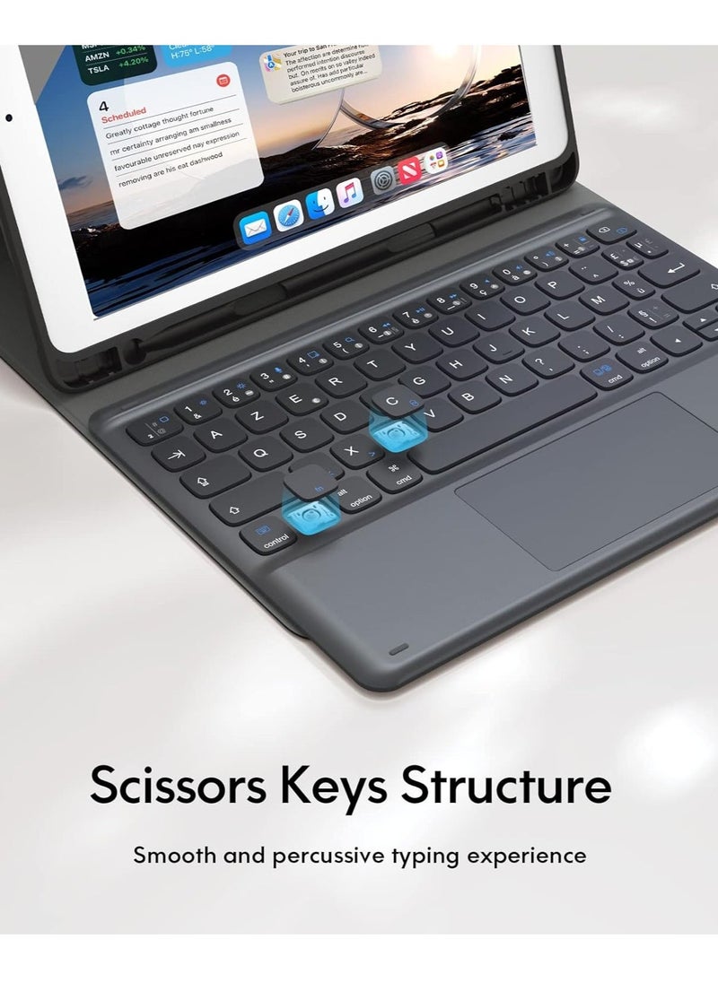 TIGER iPad Keyboard 9th Generation, Detachable Wireless Keyboard for iPad 8th/7th Gen 10.2 Inch, Smart Trackpad, Flip Stand Keyboard Case with Pencil Holder, Black | Compatible with iPad 9th/8th/7th Gen - Image 5