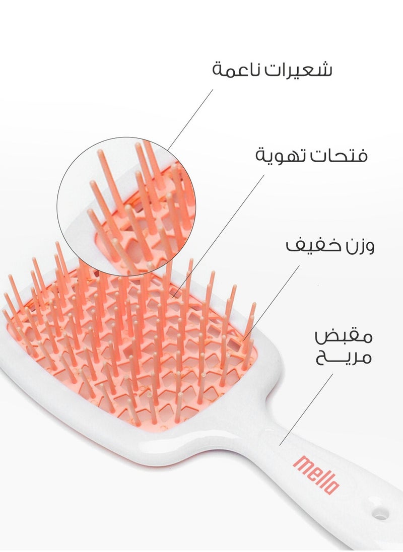 ميلا - فرشاة فك تشابك الشعر – تصميم مبتكر بفتحات تهوية – وردي وأبيض - Image 1
