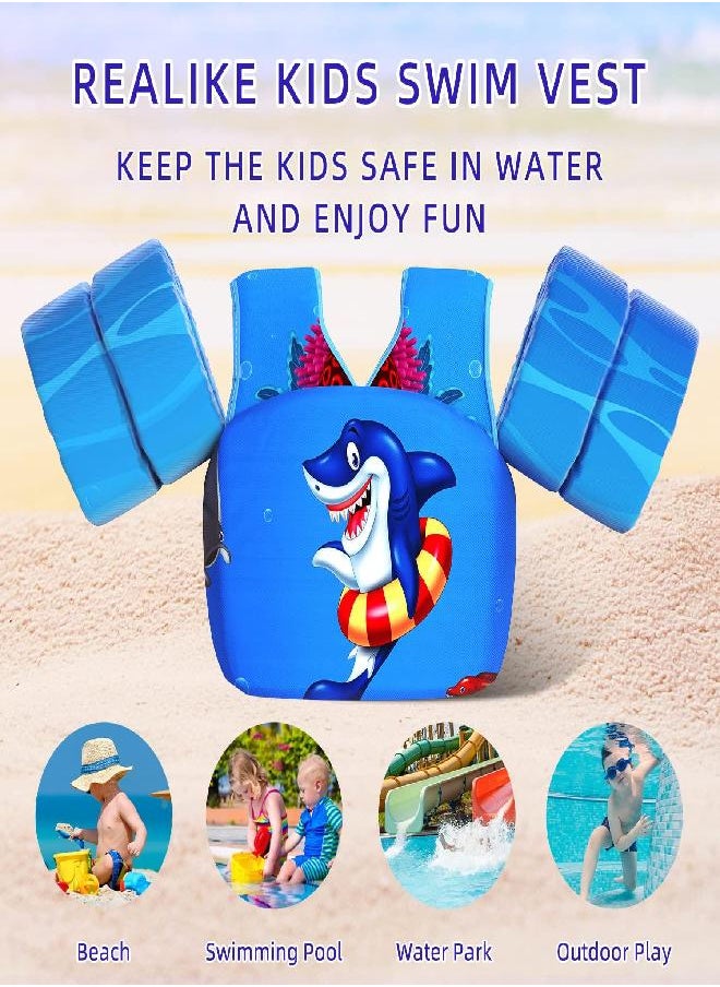 REALIKE Kids Swim Vest For Toddler Floaties Swimming Aids With Shoulder Harness Arm Wings For Children/Infant/Baby,Sea Beach/Pool/Lake, Suitable For 28-70Lbs Boys/Girls  - Image 3
