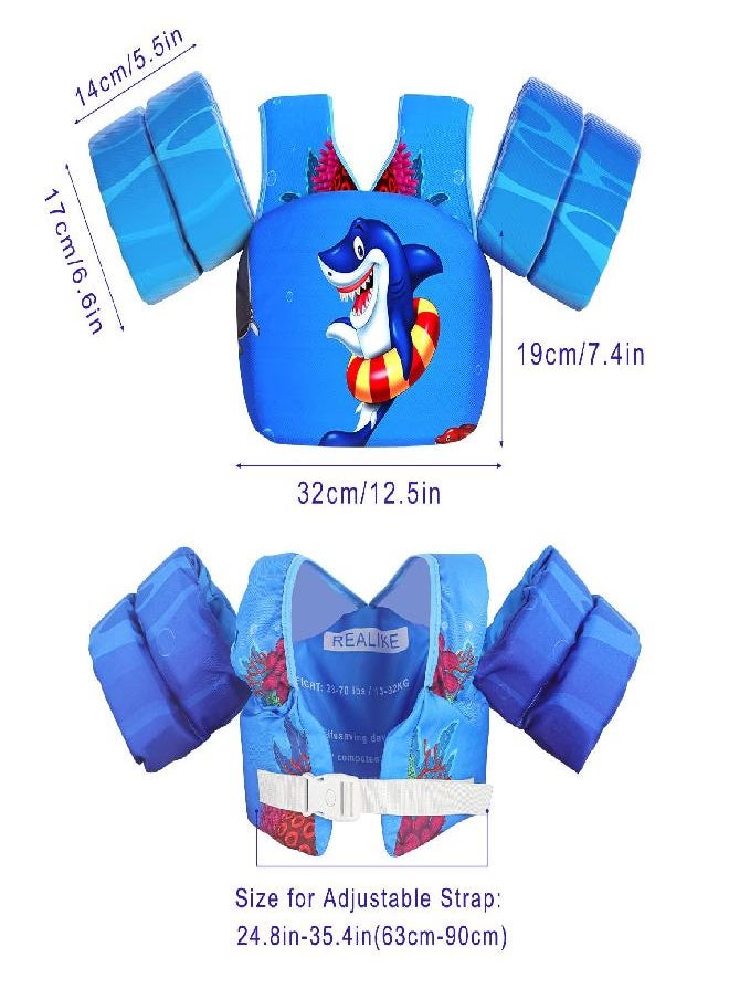 REALIKE Kids Swim Vest For Toddler Floaties Swimming Aids With Shoulder Harness Arm Wings For Children/Infant/Baby,Sea Beach/Pool/Lake, Suitable For 28-70Lbs Boys/Girls  - Image 5