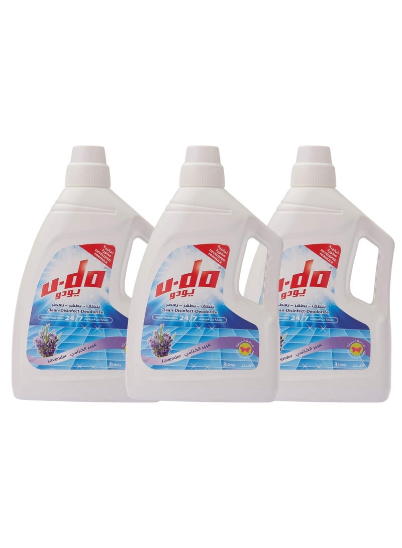 يو-دو مطهر ومنظف الارضيات برائحة عبير اللافندر 3عبوات سعة 3لتر