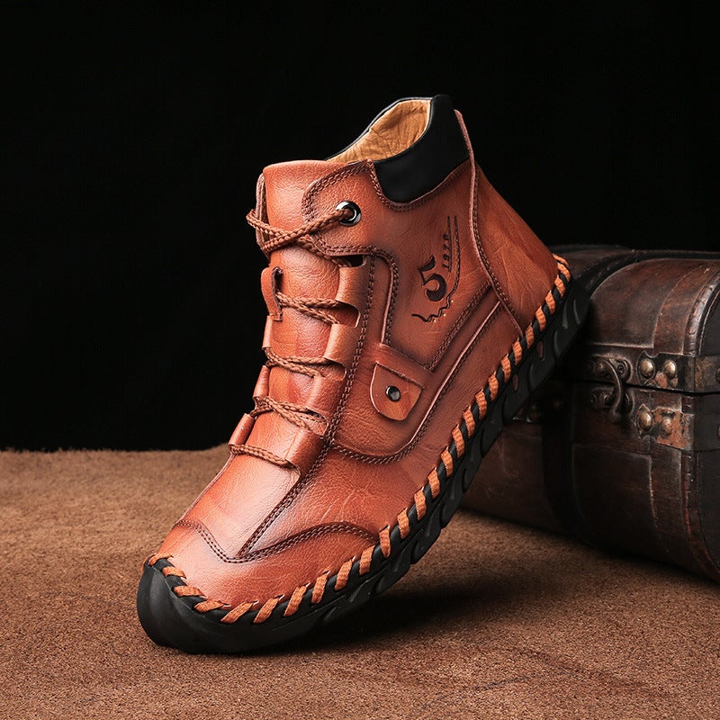 Men'S Shoes Casual Leather Shoes Leather Boots Large Size Breathable Shoes Men'S Boots Fleece-Lined Men'S Boots Fashion Trendy Shoes Men'S Shoes - Image 5
