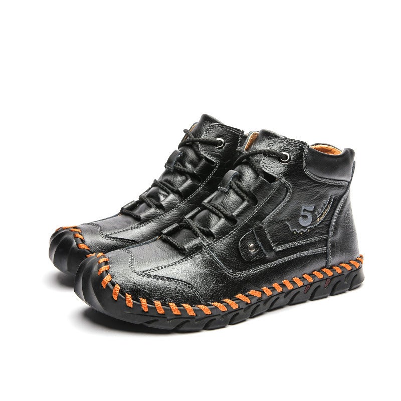 Men'S Shoes Casual Leather Shoes Leather Boots Large Size Breathable Shoes Men'S Boots Fleece-Lined Men'S Boots Fashion Trendy Shoes Men'S Shoes - Image 1