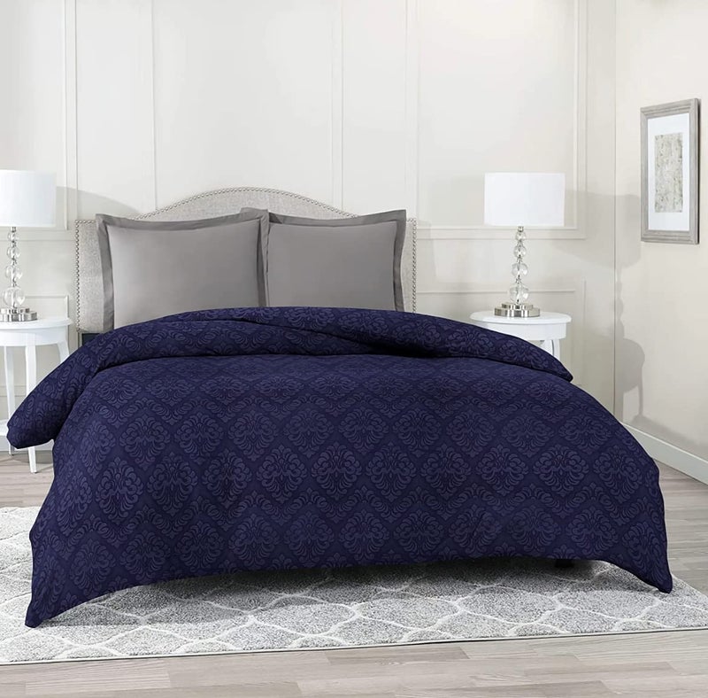 TURIYA 220 TC Glace Cotton Fabric1 Pc Double Bed Duvet Cover/ Rajai Cover Cum Dohar; 90x95 inches; Blue Flora - Image 1