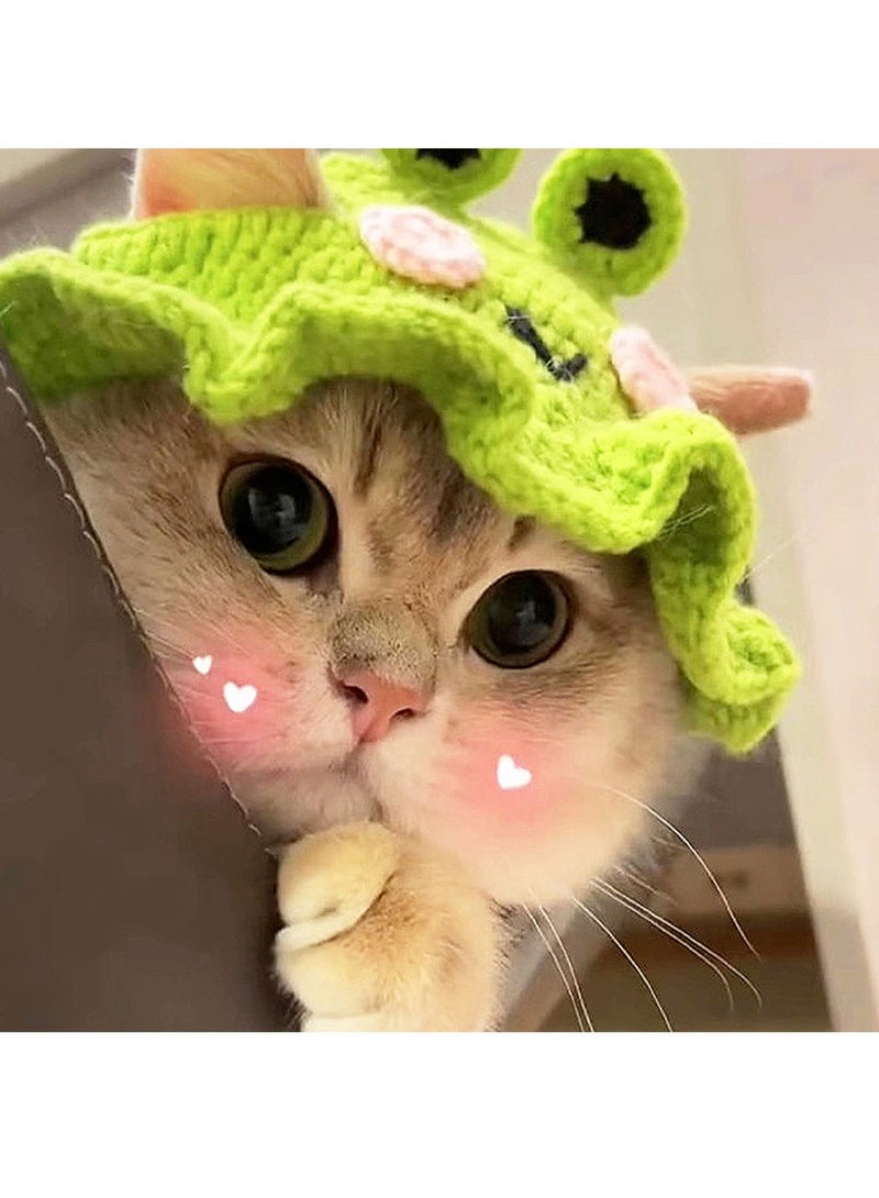A.M Cat Hat Cute Frog Hat Pet Hat Halloween Cat Kitten Costumes Cat Birthday Hat for Christmas Birthday - Image 2