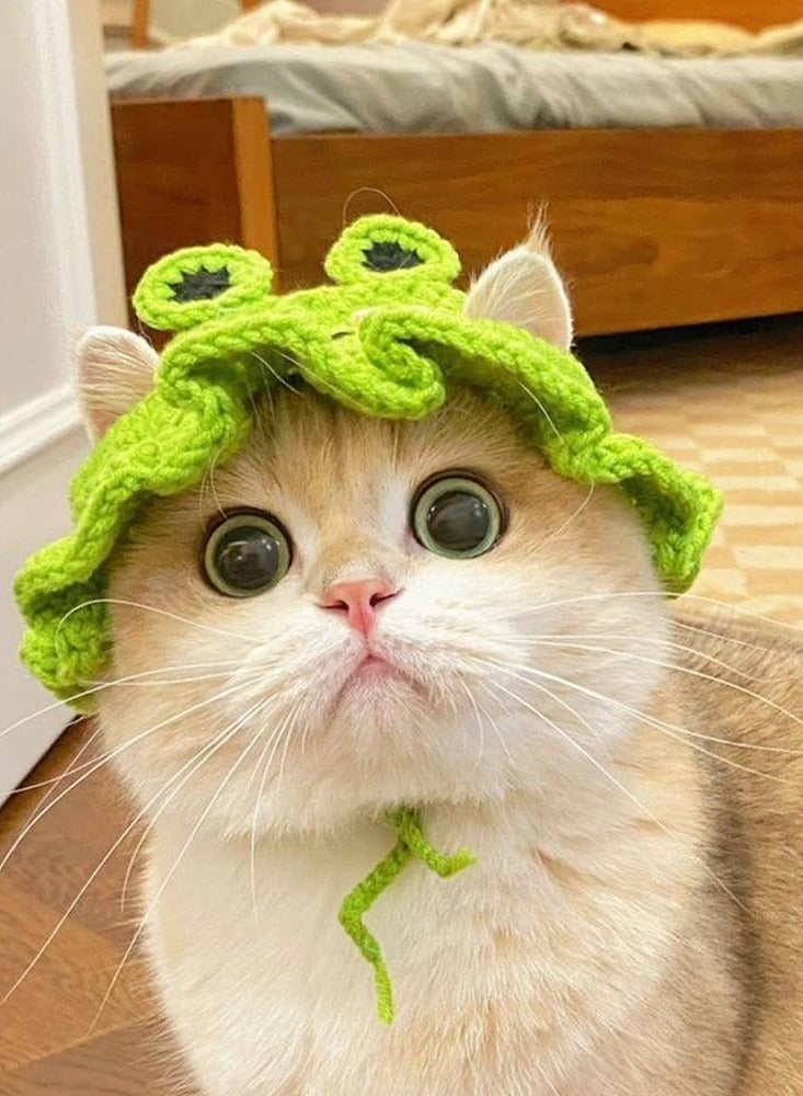 A.M Cat Hat Cute Frog Hat Pet Hat Halloween Cat Kitten Costumes Cat Birthday Hat for Christmas Birthday - Image 5