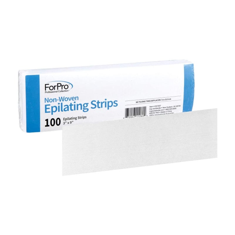 ForPro Professional Collection Non-Woven Epilating Strips, White, Tear-Resistant, Pre-Cut Strips for Hair Removal, 3â€ W x 9â€ L, 100-Count - Image 1