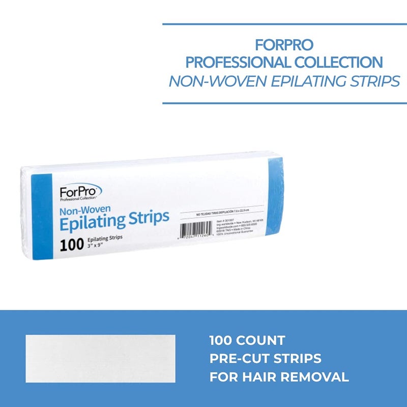 ForPro Professional Collection Non-Woven Epilating Strips, White, Tear-Resistant, Pre-Cut Strips for Hair Removal, 3â€ W x 9â€ L, 100-Count - Image 3