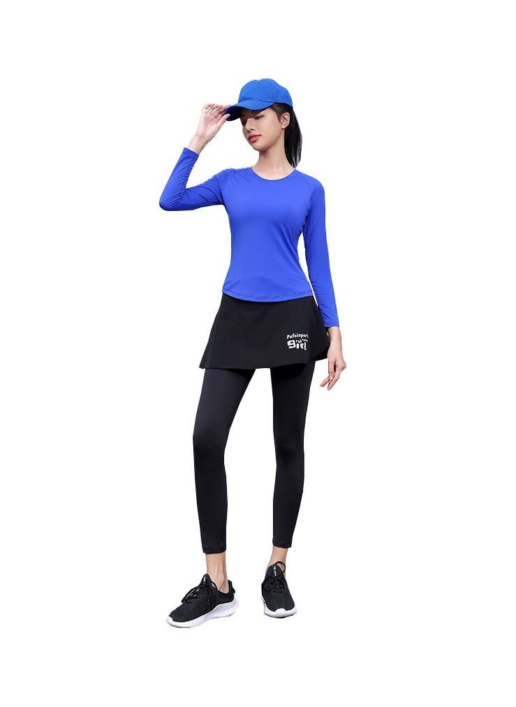 UTDOORWEAR - Tight Sports Suit Women's Autumn Outdoor Running Fitness Exercise Long Sleeve Suit Lined With Fake Two-piece Stretch Sports Suit - Image 1