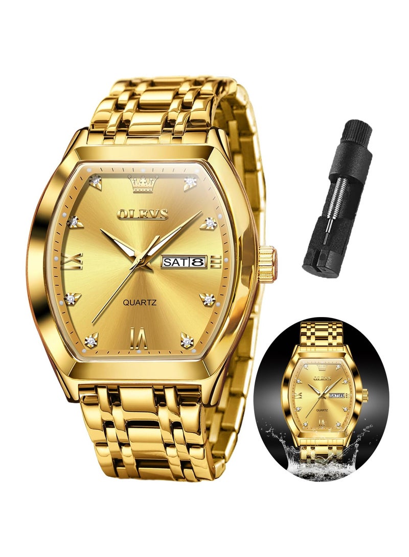 أوليفز ساعات OLEVS الرجالية الفاخرة للأعمال الماسية التناظرية كوارتز للرجال مع التاريخ بلونين من الفولاذ المقاوم للصدأ مقاوم للماء وساعات المعصم المضيئة - Image 1