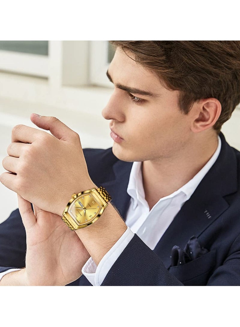 أوليفز ساعات OLEVS الرجالية الفاخرة للأعمال الماسية التناظرية كوارتز للرجال مع التاريخ بلونين من الفولاذ المقاوم للصدأ مقاوم للماء وساعات المعصم المضيئة - Image 2