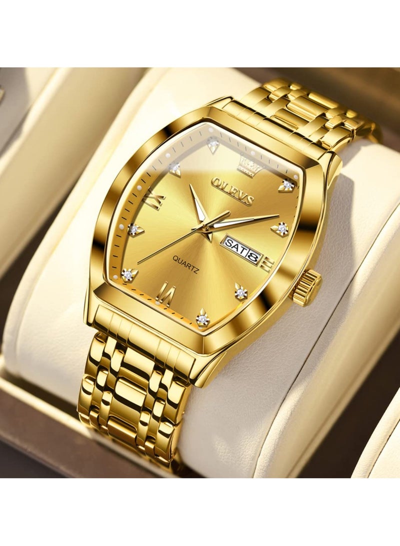 أوليفز ساعات OLEVS الرجالية الفاخرة للأعمال الماسية التناظرية كوارتز للرجال مع التاريخ بلونين من الفولاذ المقاوم للصدأ مقاوم للماء وساعات المعصم المضيئة - Image 3