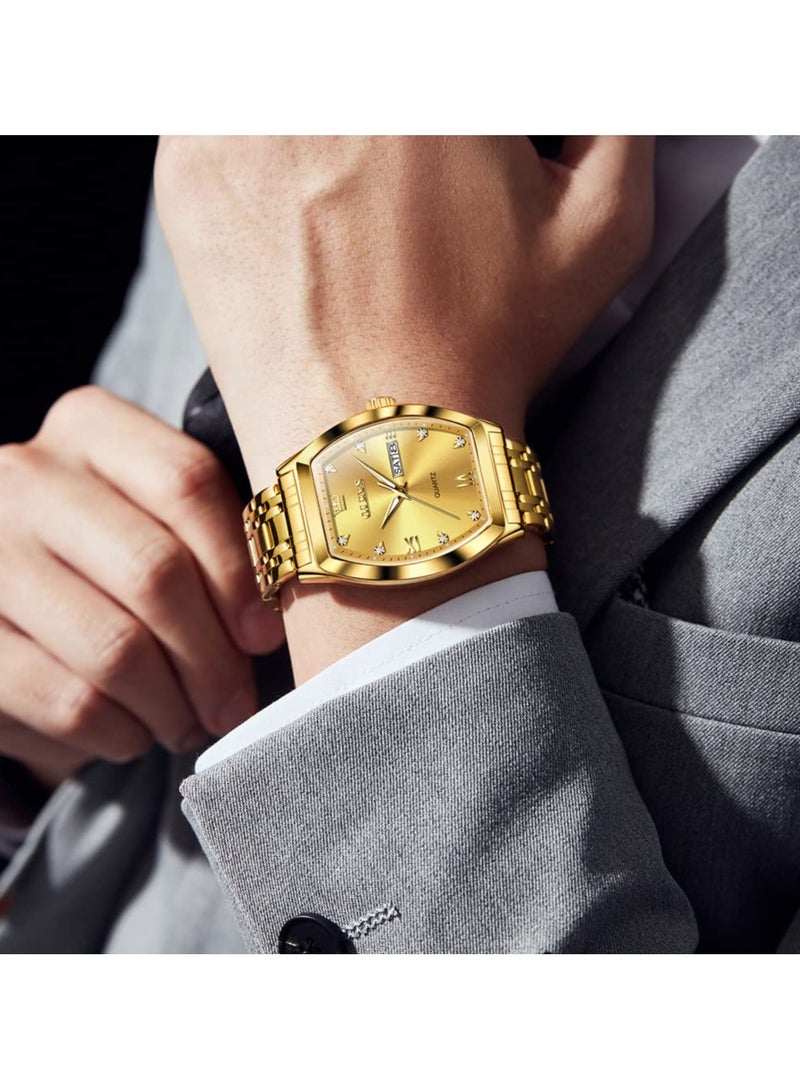 أوليفز ساعات OLEVS الرجالية الفاخرة للأعمال الماسية التناظرية كوارتز للرجال مع التاريخ بلونين من الفولاذ المقاوم للصدأ مقاوم للماء وساعات المعصم المضيئة - Image 4