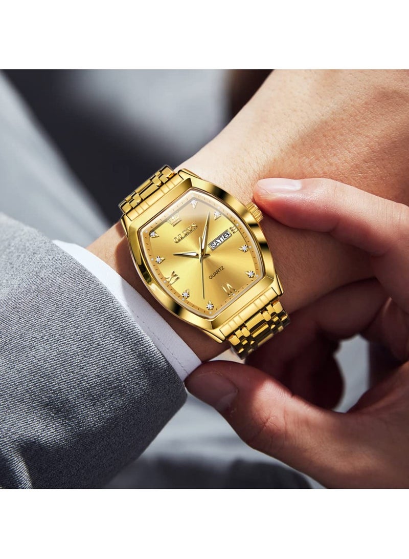 أوليفز ساعات OLEVS الرجالية الفاخرة للأعمال الماسية التناظرية كوارتز للرجال مع التاريخ بلونين من الفولاذ المقاوم للصدأ مقاوم للماء وساعات المعصم المضيئة - Image 5