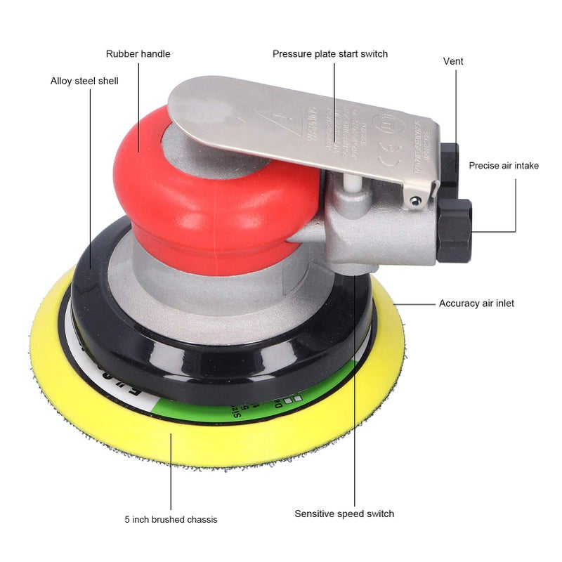 6500 Pneumatic Polishing Sander Machine 5 Inch Alloy Steel Car Furniture High Efficiency 10000RPM Stepless Speed Regulation EU Style - Image 5