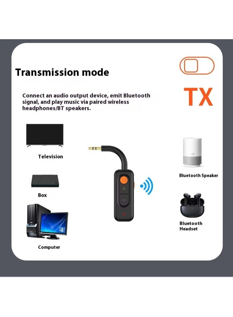 Bluetooth 5.4 Audio Adapter 2-in-1 Wireless Receiver Transmitter AUX Converter for Car, TV, Earphones, Speakers, Airplane - Image 5
