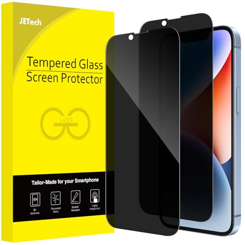JETech Privacy Full Coverage Screen Protector for iPhone 16e 2025, iPhone 14 6.1-Inch, Anti-Spy Tempered Glass Film, Edge to Edge Protection Case-Friendly, 2-Pack - Image 1