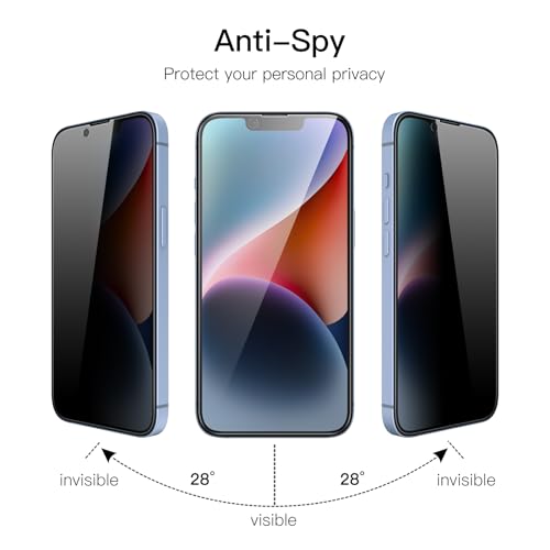 JETech Privacy Full Coverage Screen Protector for iPhone 16e 2025, iPhone 14 6.1-Inch, Anti-Spy Tempered Glass Film, Edge to Edge Protection Case-Friendly, 2-Pack - Image 3