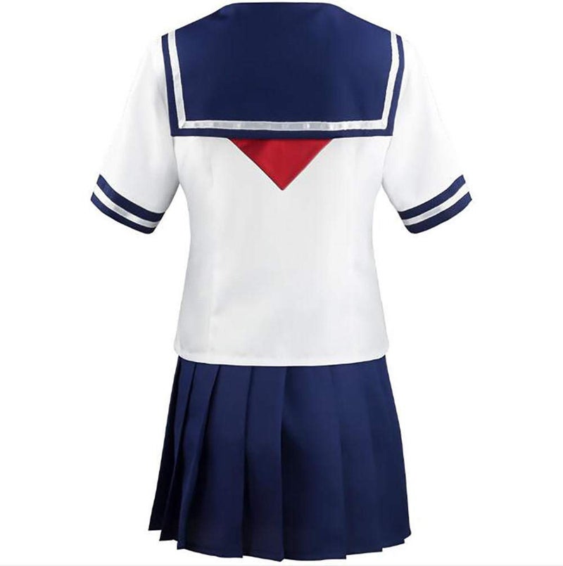 Cos-Animefly Japanese Schoolgirl Sailor Uniform Cosplay Costume, White Top with Red Scarf and Blue Pleated Skirt Set for Women - Image 4