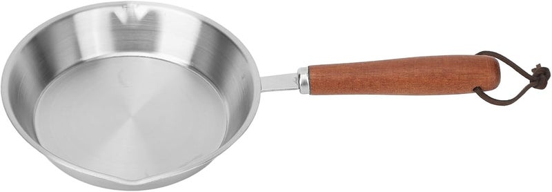 كلاراكو مقلاة صغيرة من الفولاذ المقاوم للصدأ، مقلاة غير لاصقة لبيضة واحدة بمقبض من الخشب الصلب للطباخ الحثي، مقلاة محمولة للاستخدام المنزلي والمطعم (16 سم) - Image 4