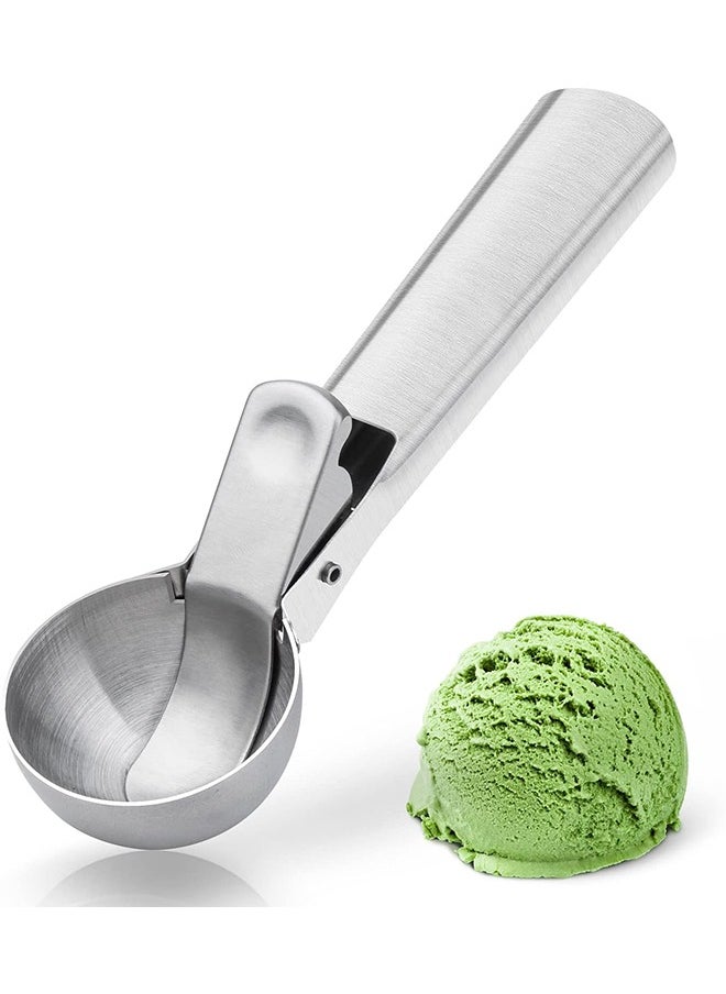 Arabest Premium Ice Cream Scoop with Trigger, Ice Cream Scooper Stainless Steel, Heavy Duty Metal Icecream Scoop Spoon Dishwasher Safe, Perfect for Frozen Yogurt, Gelatos, Sundaes, Medium Silver  - Image 1