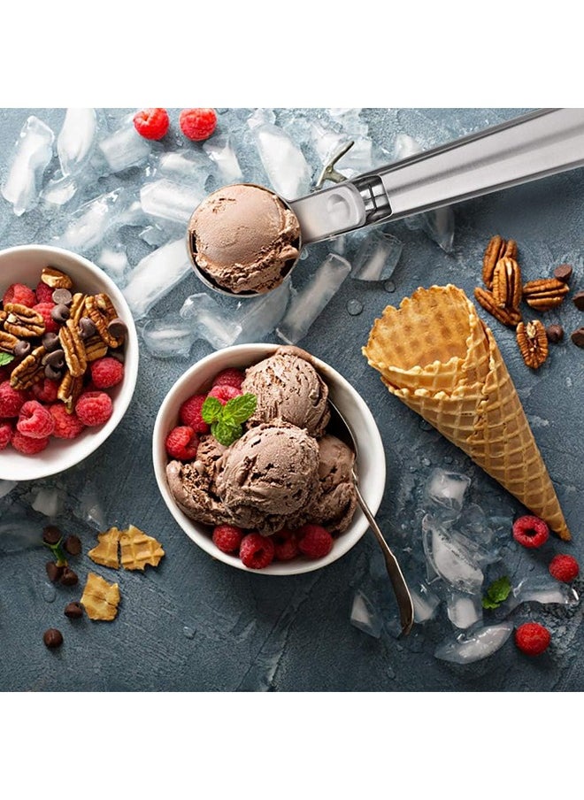 Arabest Premium Ice Cream Scoop with Trigger, Ice Cream Scooper Stainless Steel, Heavy Duty Metal Icecream Scoop Spoon Dishwasher Safe, Perfect for Frozen Yogurt, Gelatos, Sundaes, Medium Silver  - Image 3