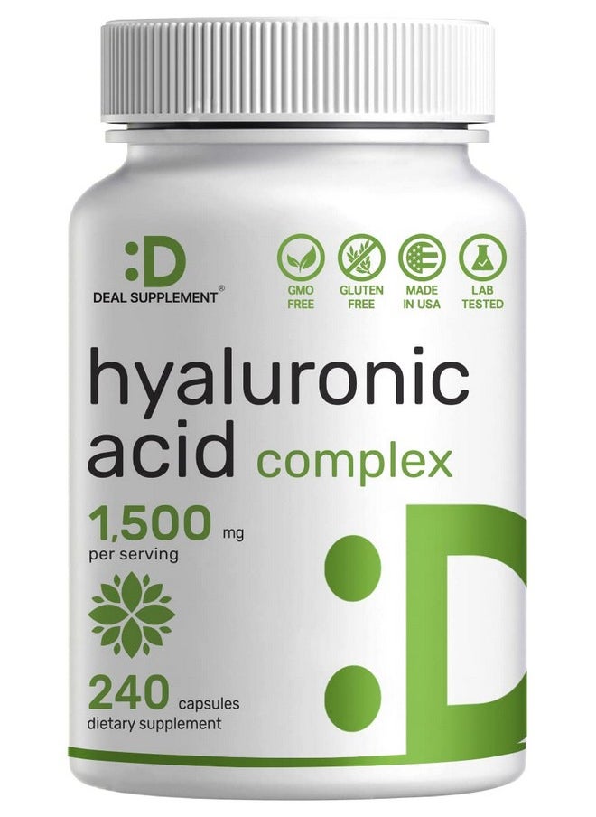 Eagleshine Vitamins - Hyaluronic Acid Supplements 1500Mg 240 Capsules With Msm & Vitamin C Pure 95% ; Nongmo + Plant Based Ha Supports Healthy Joints Bones Connective Tissue & Skin Hydration - Image 1